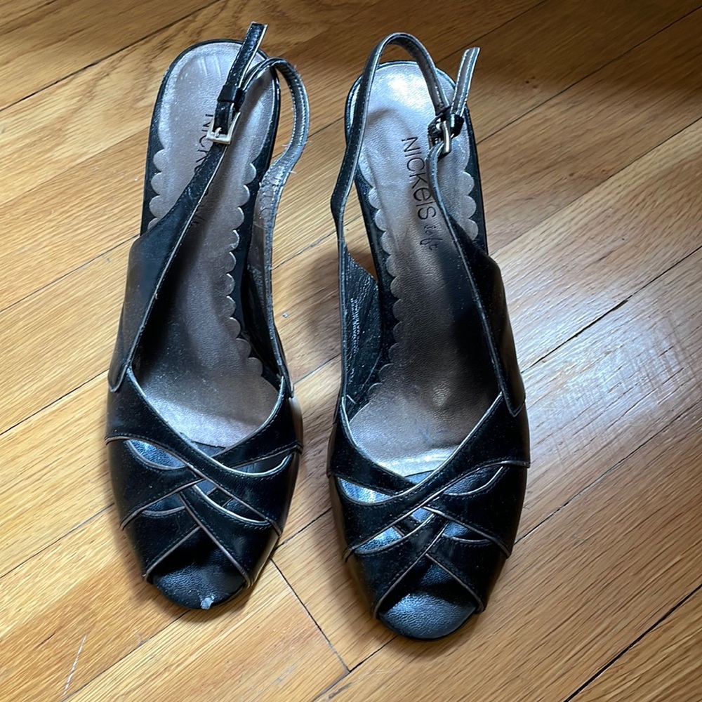 Nickels Soft Black Peeptoe Heels (7.5)